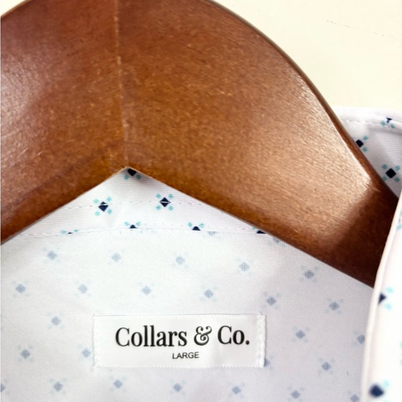 White Polka Dot Men's Polo Shirt - Picture 6 of 10